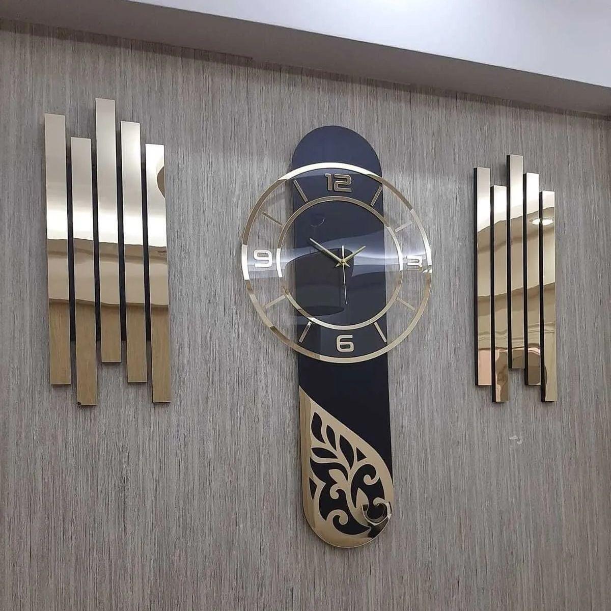 

Роскошные 3D настенные часы и комплект настенных украшений из 2 предметов, современные настенные часы с плексигласовым зеркалом для дома, гостиной