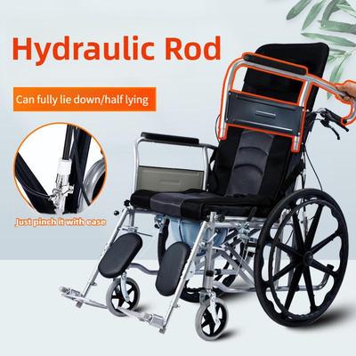 16 Inch Foldable Lightweight Belt Toilet Spoke Wheel Manual Wheelchair Thickened Steel Tube Elderly Wheelchair