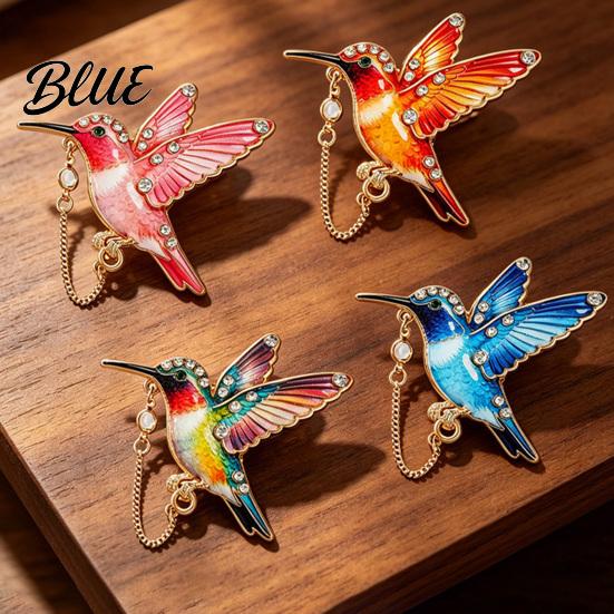 Sweater Brooch Pin Rhinestone Hummingbird Pin Oil Dripping Bird Lapel Jackets Decorative Badge Cardigan Coat Suits Accessories Jewelry Gift