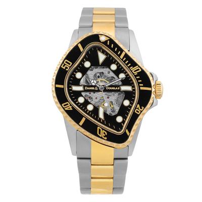 Daniel Douglas Watch Mechanical Automatic BROKEN MARINE DD8811 Skeleton Manual Winding Silver DANIEL&DOUGLAS & Men's (Two-tone Black)
