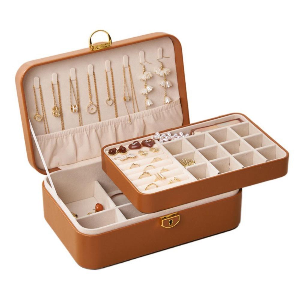 Space Saving Double-Layer Jewelry Storage Box Large Capacity Jewelry Storage Case  Ring