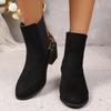 Fashion Winter Sexy Women Ankle Boots Autumn Comfortable Short Zip Boots Retro Round Toe Square Heel Big Size Shoes Zapatos De Mujer