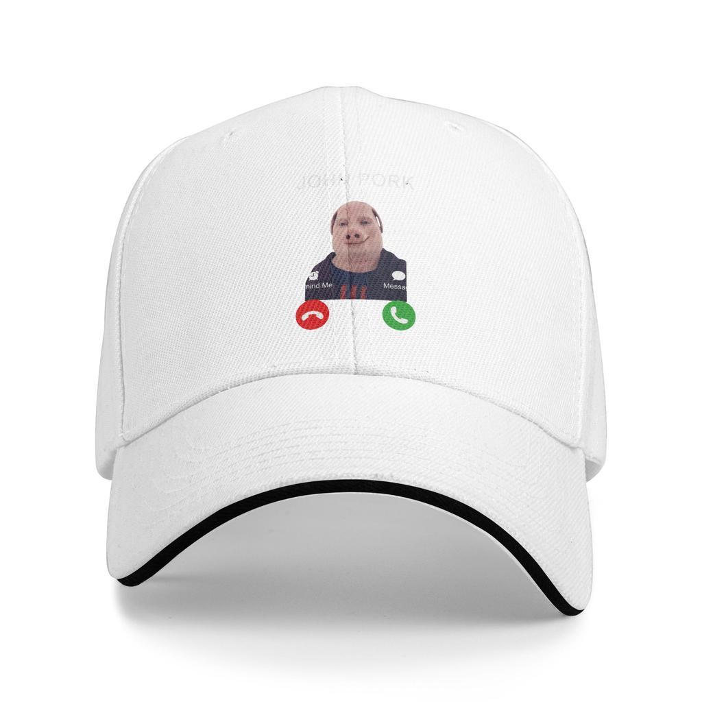 Summer John Pork Is Calling Funny Animal Baseball Cap Outdoor Sport Streetwear Print Sun Trucker Hat Men Breathable Snapback Cap