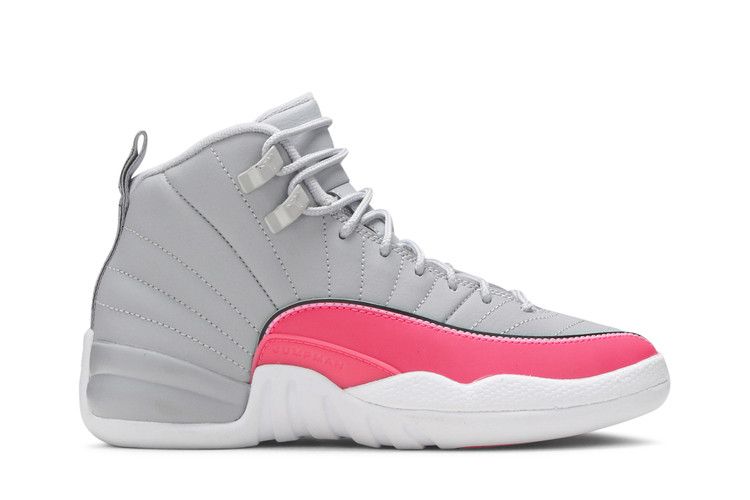 Kids' Sneakers Jordan 12 Retro Wolf Grey Racer Pink (GS) Wolf Grey/Racer Pink-Black