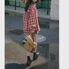 2024 Spring/Summer Red Plaid Women's Slim-Fit Loose Long Shirt