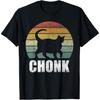 Vintage Retro Sunset Funny Fat Cats Meme Chonk Cat Men Women Kids T-Shirt