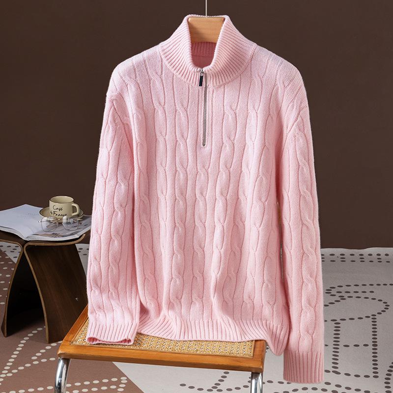 

2025 Пуюань Женский Повседневный Вязаный Свитер на Молнии со Стойкой - 100% Шерсть, Коллекция Осень/Зима. One Size