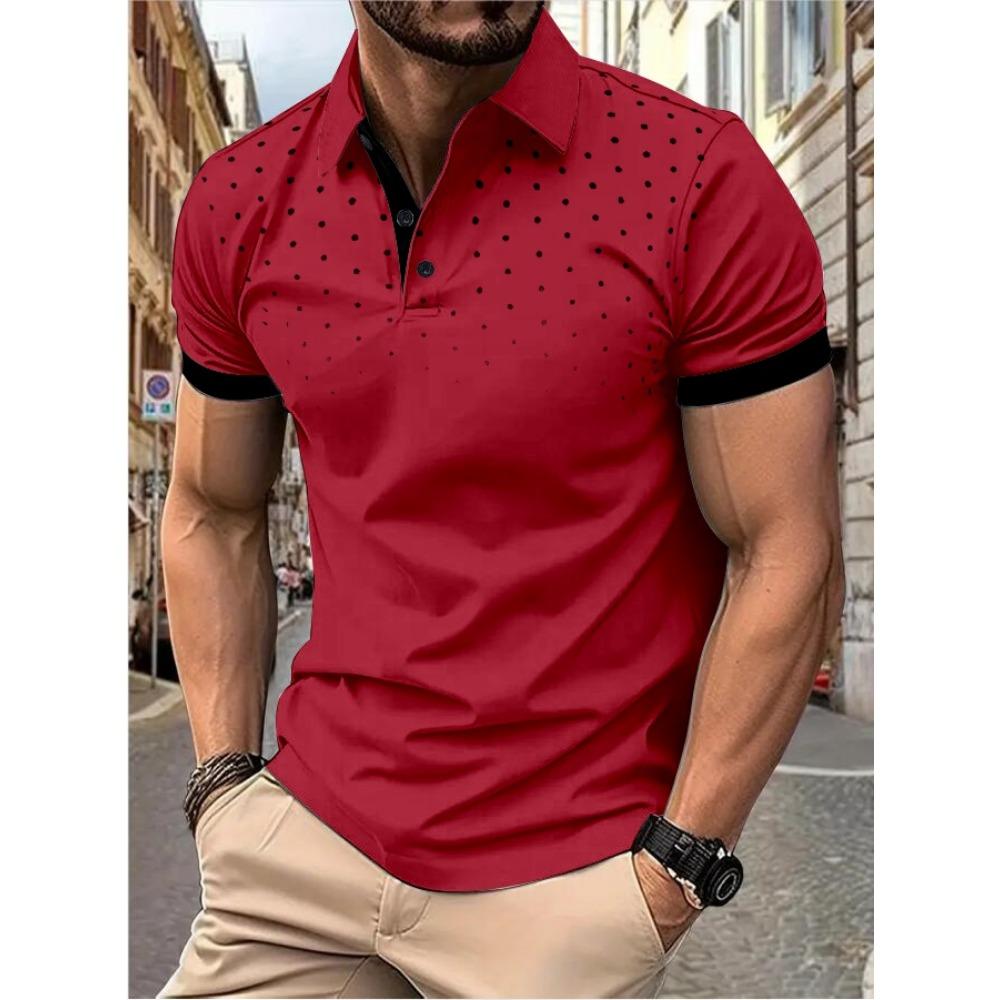 

Разноцветные поло в горошек для мужчин, формальные модные рубашки поло с коротким рукавом с 3D-принтом для мужчин 3XL