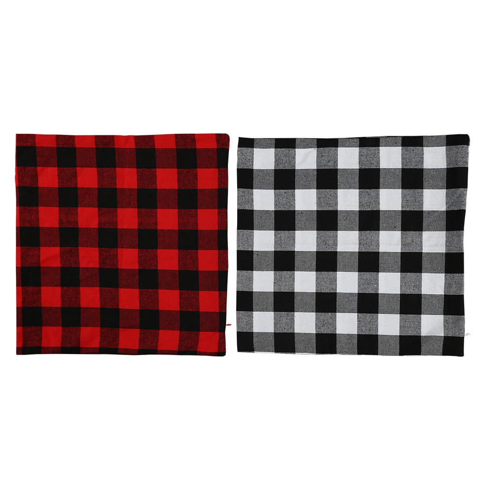 Cozy Red And Black Plaid Christmas Throw Pillow Cover Soft Square Cushion Case 45x45cm