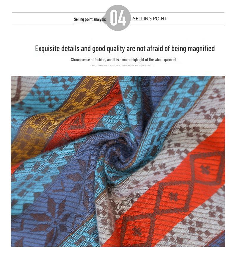 Damen Übergröße Geometrischer Ethno-Stil Gestrickter Gestreifter Schal (2025)