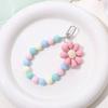 Pink Pearl Bow Keychain Mobile Phone Chain Earphone Case Anti-Lost Strap Car Keychain Beaded Decoration Backpack Pendant Accessory Bag