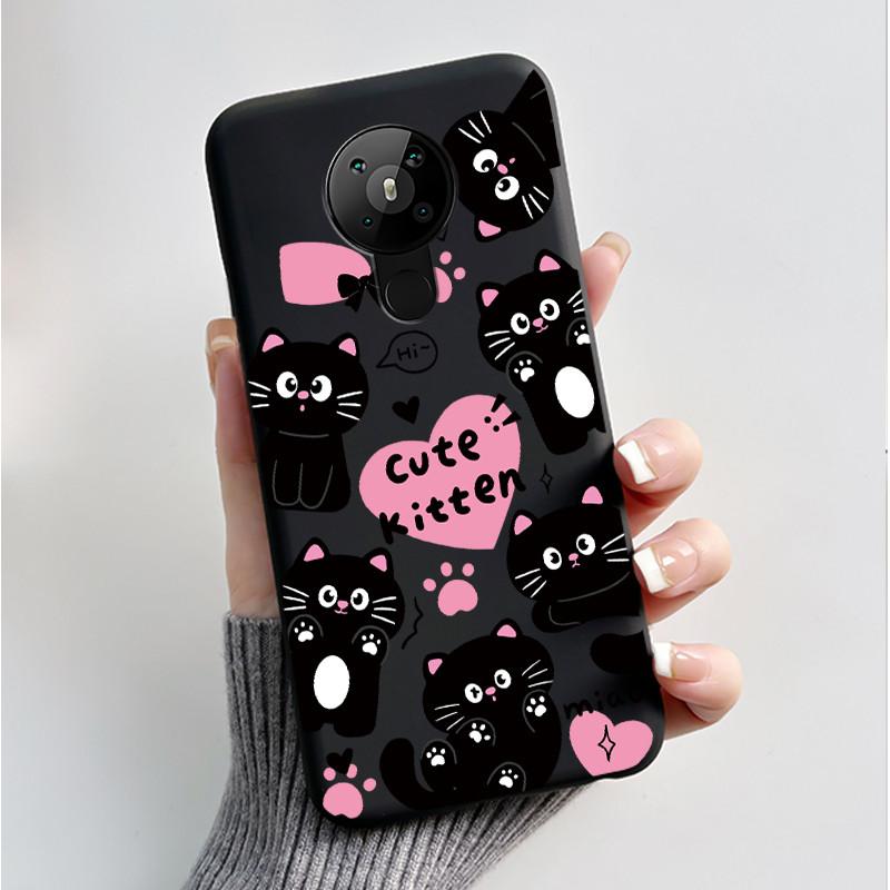 Printing Pattern Case For Nokia 5.3/Nokia 5.4/Nokia 3.4 Coque Soft Silicone Black Shell Cover Cute Flower Cartoon Casing Fundas