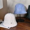 Fashion Designer Letter M Rabbit Fur Bucket Hat Women's Winter Korean Casual Versatile Fluffy Bucket Hat White Warm Basin Hat