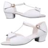 New Pink Satin Bow Girls Children/Child/Kids Ballroom Tango Salsa Latin Dance Shoes Low Heel Shoes 3.5CM
