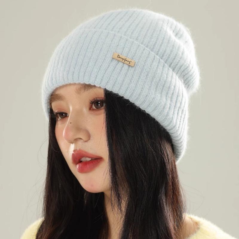 Autumn and winter hat rabbit fur knitted hat ear protection warm wool hat women's new versatile headgear hairy cold hat