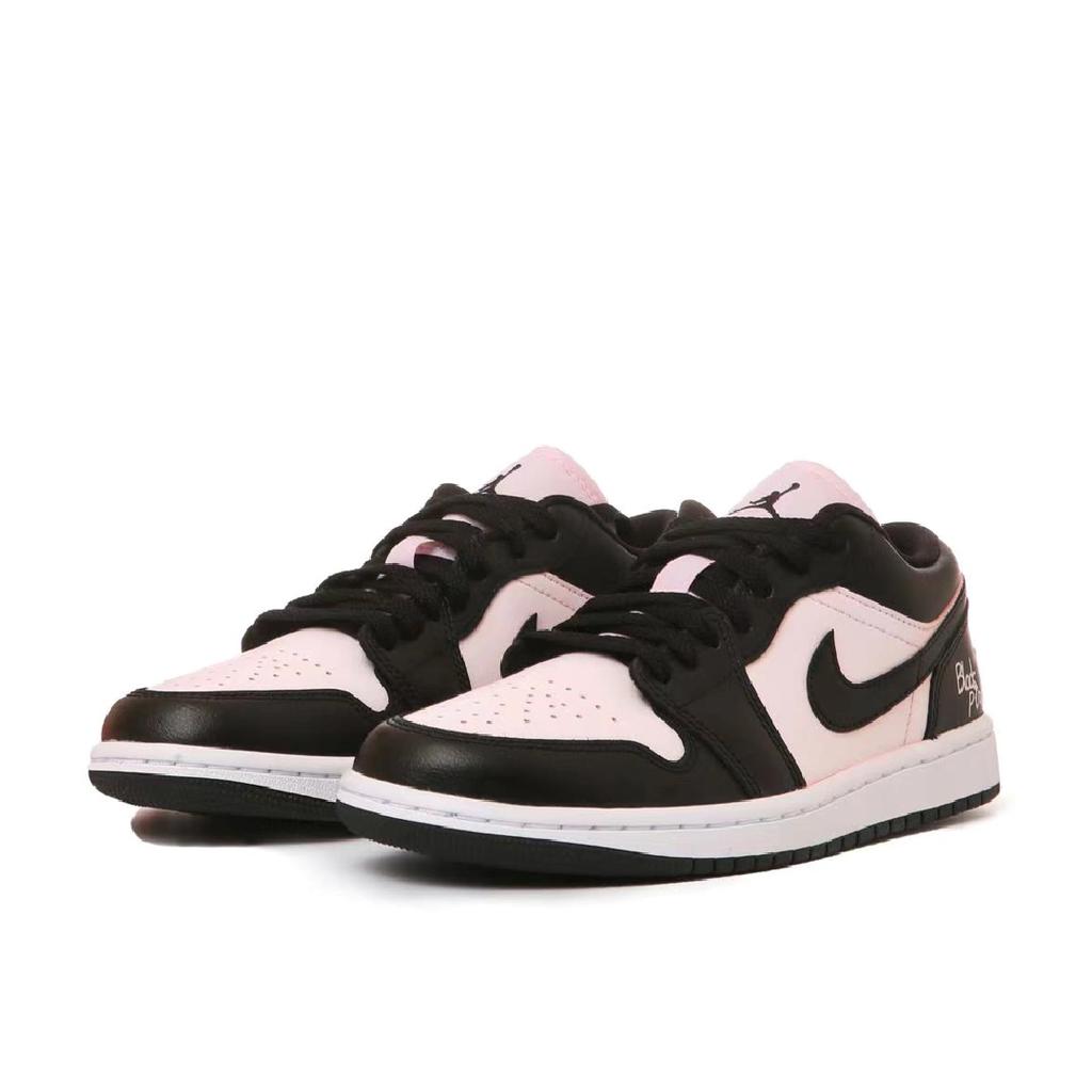 Jordan Zapatillas de Baloncesto Air Jordan 1 Resistentes a la Abrasión de Caña Baja Vintage Unisex Negro Rosa DC0774-101(Equipo243-)