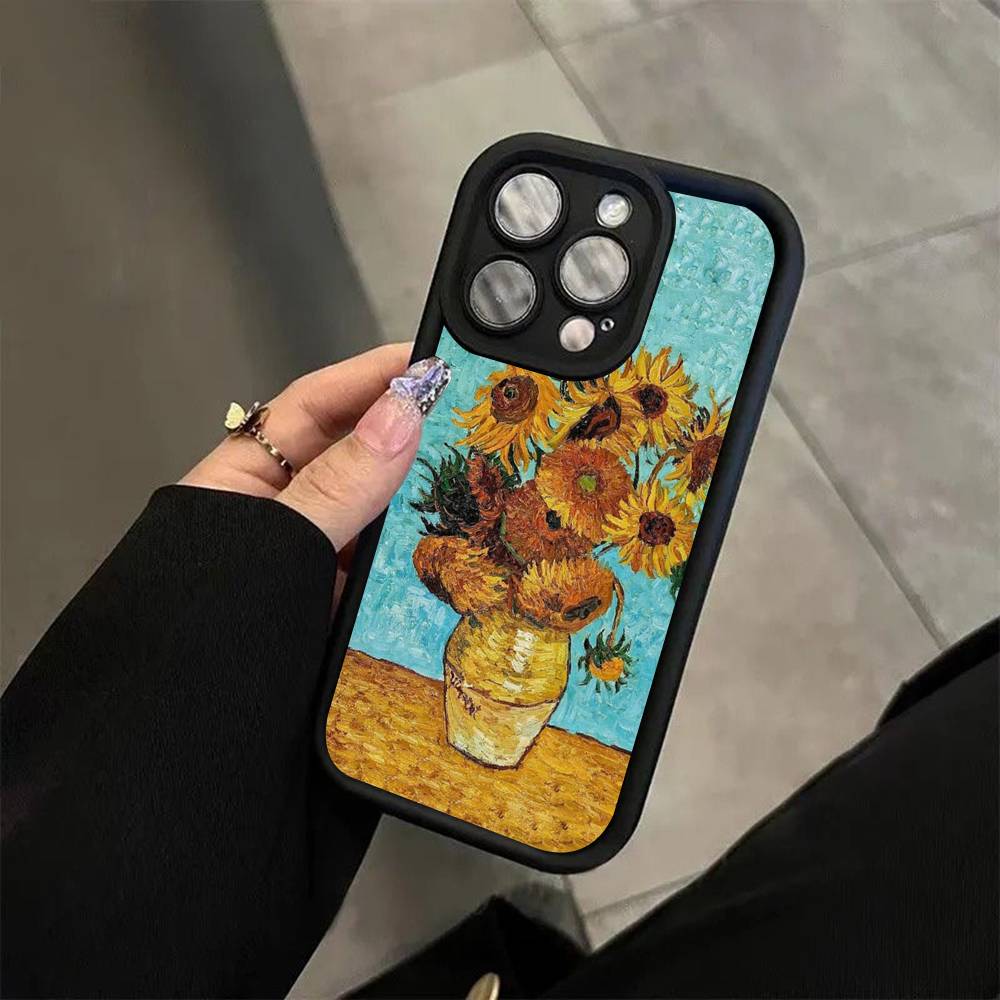 Retro Van Gogh Oil Paint For iPhone 17 16 15 14 13 12 11 Pro Max Plus Black Full Coverage Soft Funda Silicone Cover