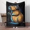1PC Animal gaming with headphones  Print Adult Children Warm Blankets Home Travel Car Soft Comfortable Suitable for all seasons