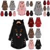 Cozy Fluffy Women's Christmas Sweatshirt With Adorable Elk Pattern And Cat Ear Design