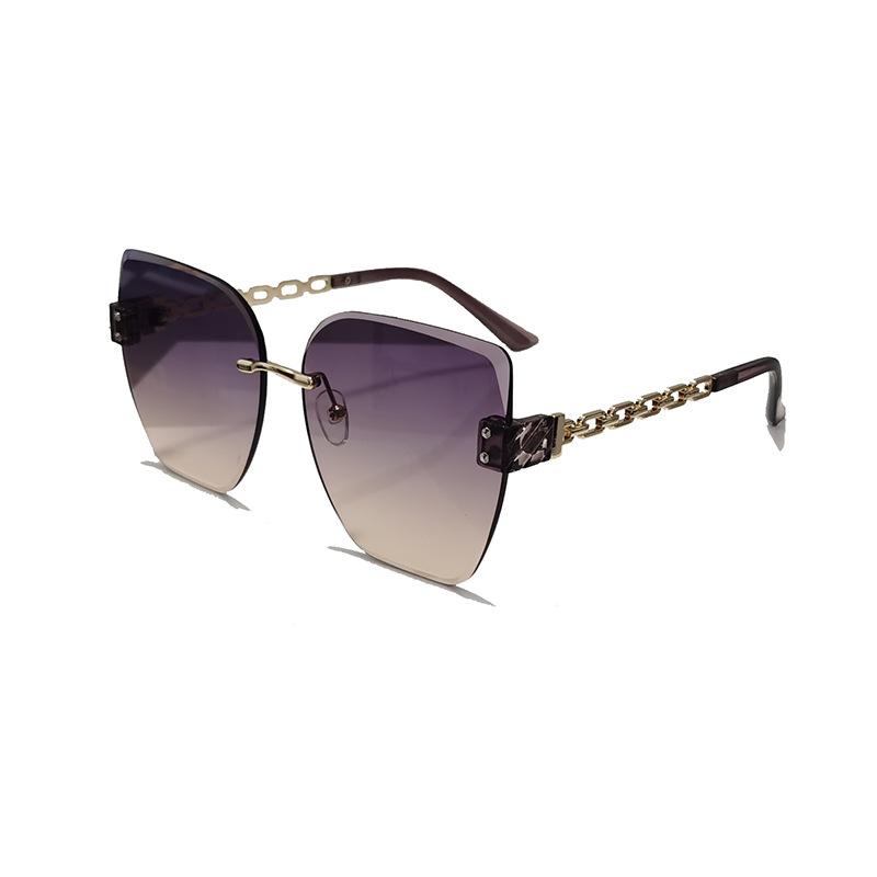 Lunettes de soleil ultra-légères style décontracté tendance pour femmes, élégantes avec chaîne pour les yeux, haut de gamme, style minimaliste, lunettes de soleil business pour femmes