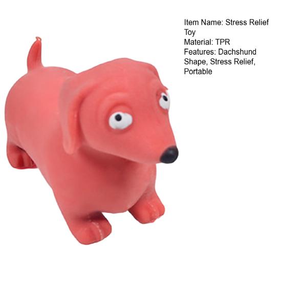 Mini Dachshund Squeeze Toy Stress Relief Simulated Dog Fidget Sensory Toy Soft Stretchy Animal Shape Home Office Desk Toy