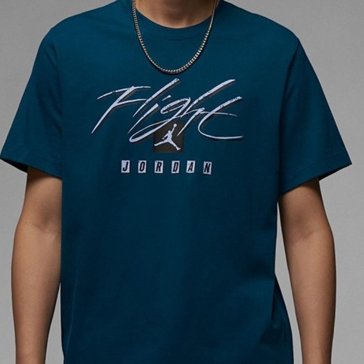 Jordan Retro Logo Letter Print Sports Casual Comfortable Crew Neck Short Sleeve T-Shirt Men Tops Blue FB7400427