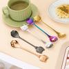 Creative Cat Stainless Steel Coffee Spoon Cute Paw Stirring Spoon Cake Ice Cream Hollow Dessert Spoon Gift
