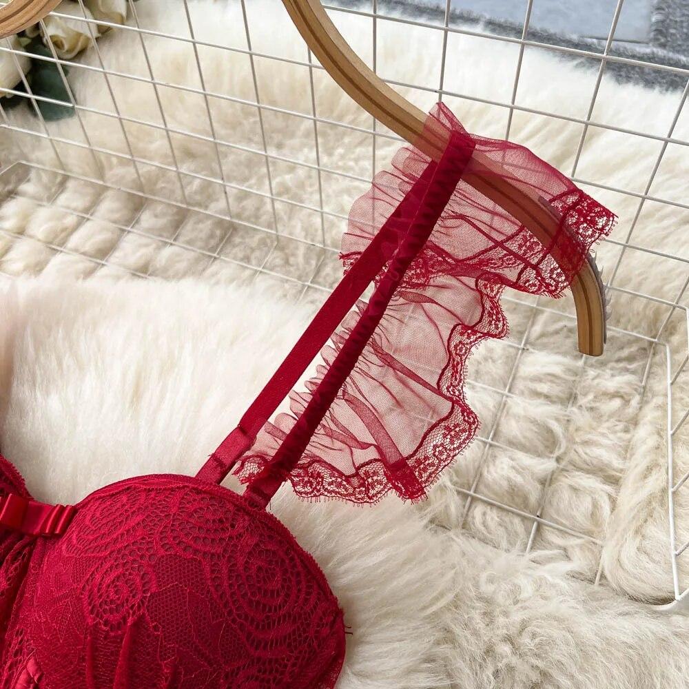 Krajkové Sexy spodní prádlo Kostýmy Ženy Transparentní Camis Podprsenka bez ramínek $ Krátké kostýmky Móda Retro Soupravy krátkých letních podprsenek