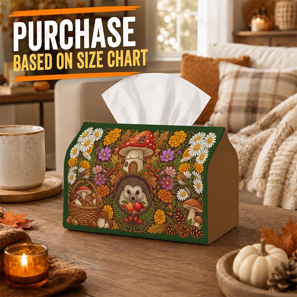 1pc Whimsical Woodland Nature Tissue Box - Hedgehog Mushroom Napkin Storage Box, Suitable for Rolls/facial Tissues/single Sheets,Two Sizes Available f