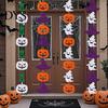Halloween Theme Decor Party Felt Hanging Garland, Creepy Pumpkin Ghost Skull Witch Hat Indoor Outdoor Festive Banners Streamer, Horror Banner Backdrop