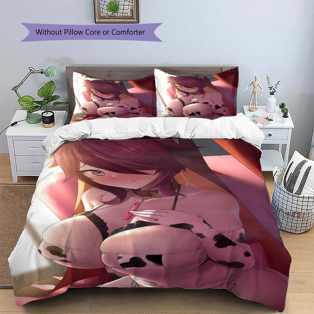 Anime-mönstrat sängkläder täcke set påslakan örngott Heminredning Födelsedagspresent (1 * påslakan + 2 * örngott, utan kärna)