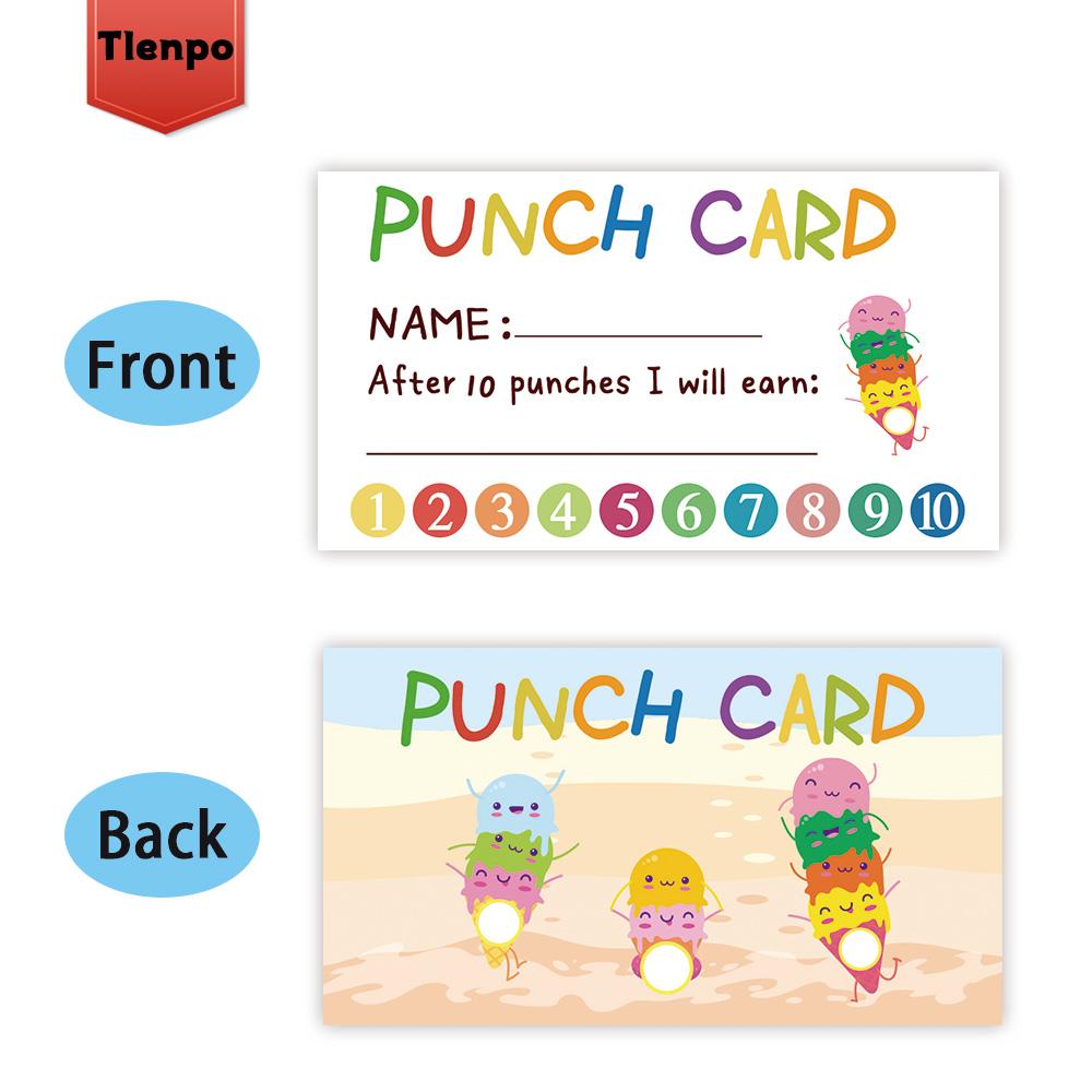 50 Adorable Punch Cards ‘Loyalty Reward Cards’, 3.6X2 Inch Teacher, Behaviour Reward Cards, Small Cards, Incentive Punch Cards
