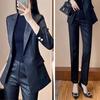 Women's Black Acetate Suit Jacket Set