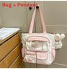 Fresh Color Block Backpack With Nylon For School Girls