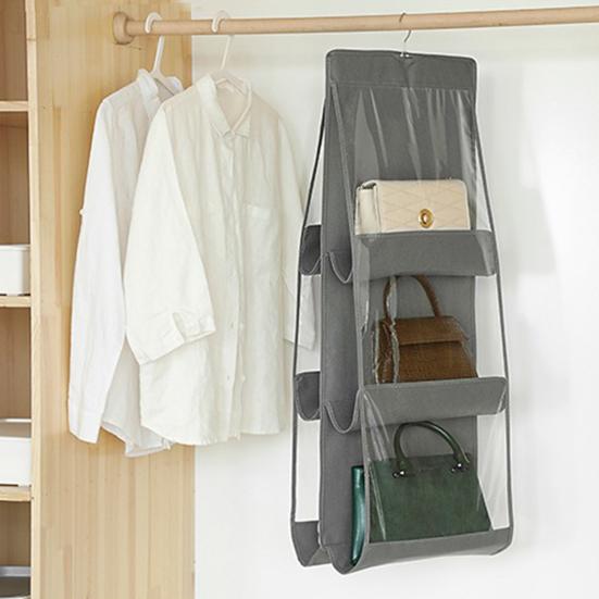 Hängender Handtaschen-Organizer Aufbewahrungstasche für Geldbörsen mit transparentem Fenster 6 Fächer Kleiderschrank Geldbörsen-Organizer zur platzsparenden Aufbewahrung