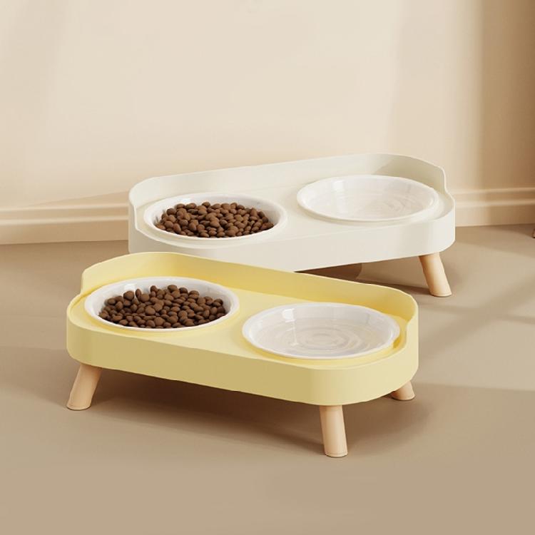 Ergonomic Height Cats Dog Pet Feeders With Double Bowls Splash Resistant Shield And Stable Base For Floor Protective