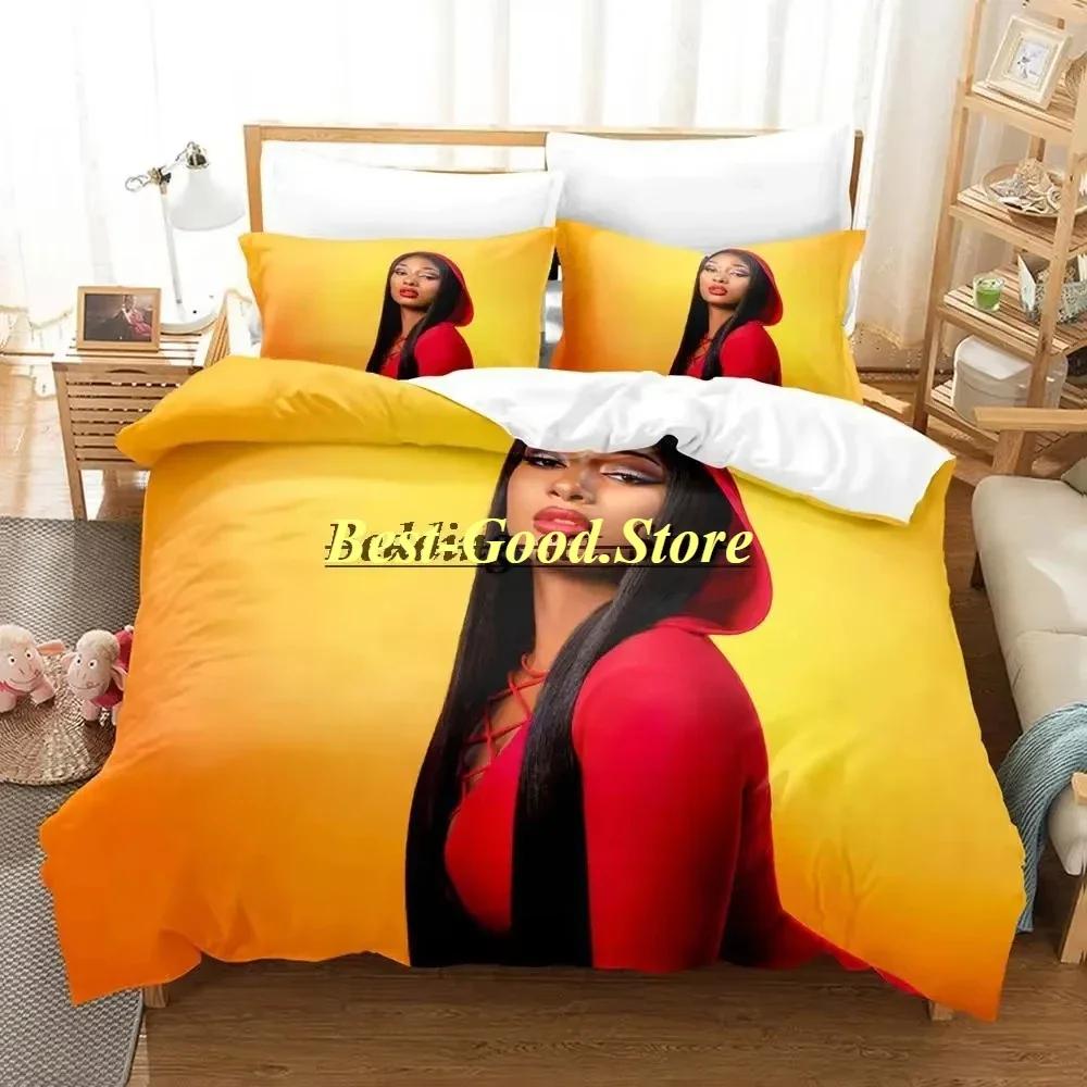 Megan The Stalion Bettwäsche-Set Einzelbett Doppelbett Druck Mit Kissenbezug Bett Weiche Bettdecke Weiche Einzel-Doppel-Queen Super King-Size Abmessungen Abmessungen