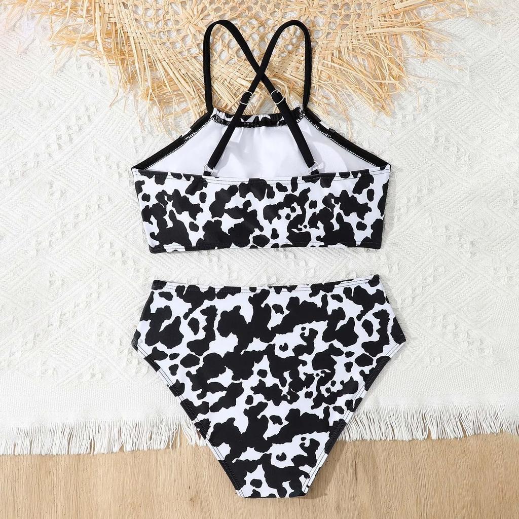 Girls Two Piece Swimsuit Set Tankini Top and High Waist Bottom Kids Swimwear for Beach Pool Water Activities Summer Wear