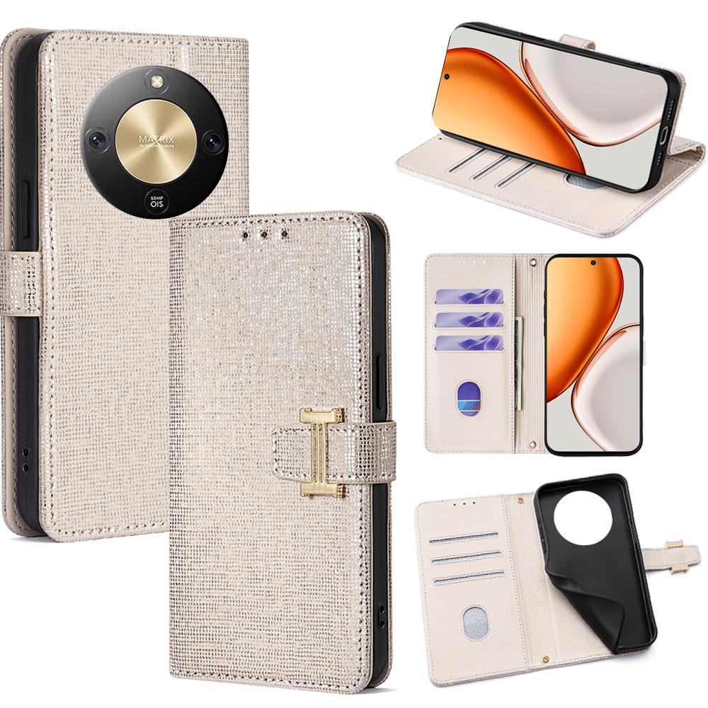 For Honor X70 5G Case Metal I-Buckle PU Leather Wallet Phone Cover