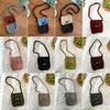 Horn Buckle Knitted Crossbody Bag Vintage Autumn Winter Mobile Phone Case for Women Fashion Mini Purse Korean INS Style Bag