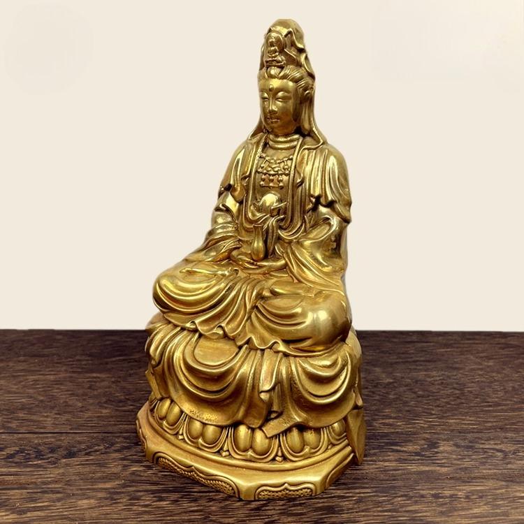 Household Worship Brass Guanyin Bodhisattva Buddha Statue Guanyin Bronze Statue Decoration