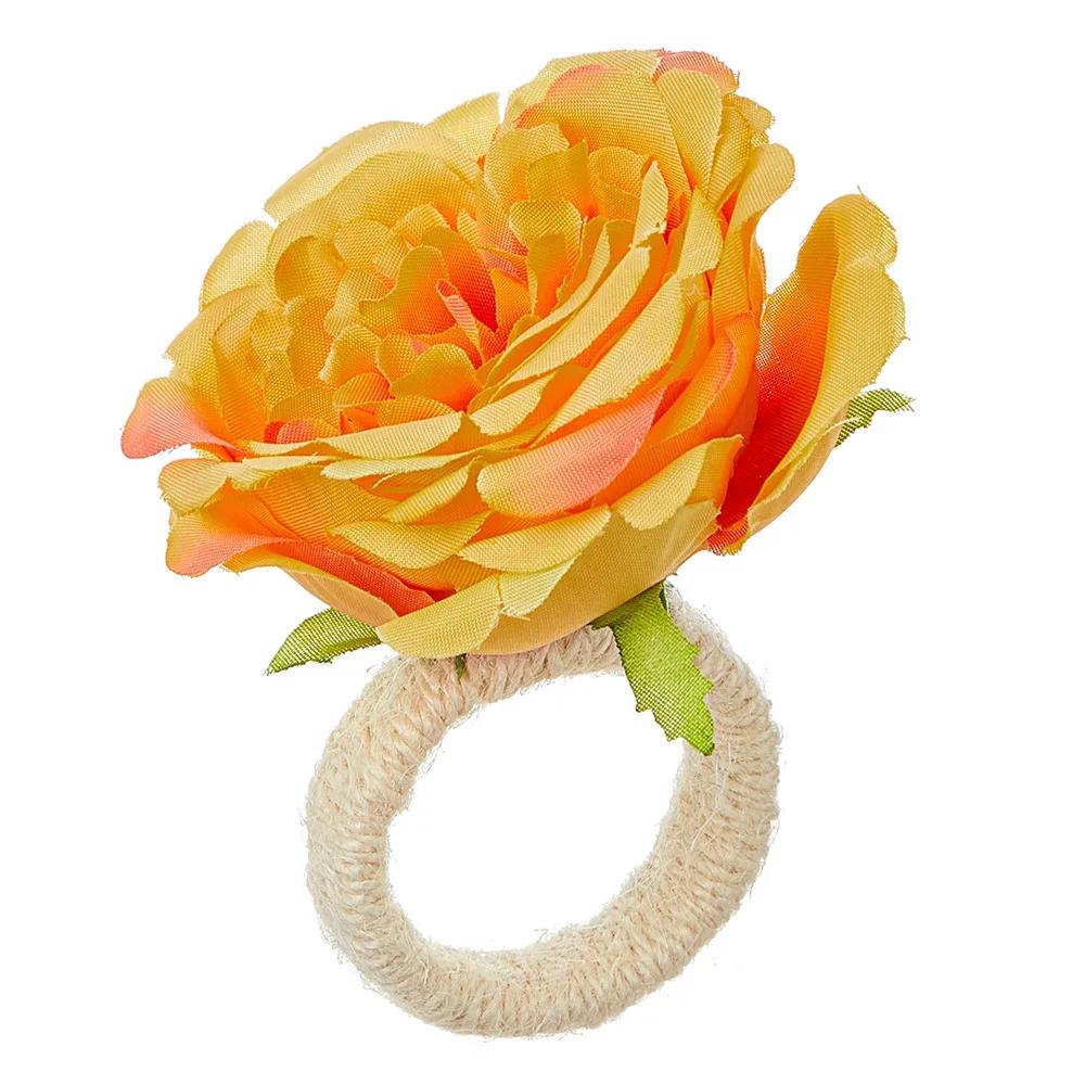 2 Pcs Flower Napkin Rings Rose/Peony Napkin Holder Handicraft Flower Napkin Rings Wedding Table Decoration for Birthday Party