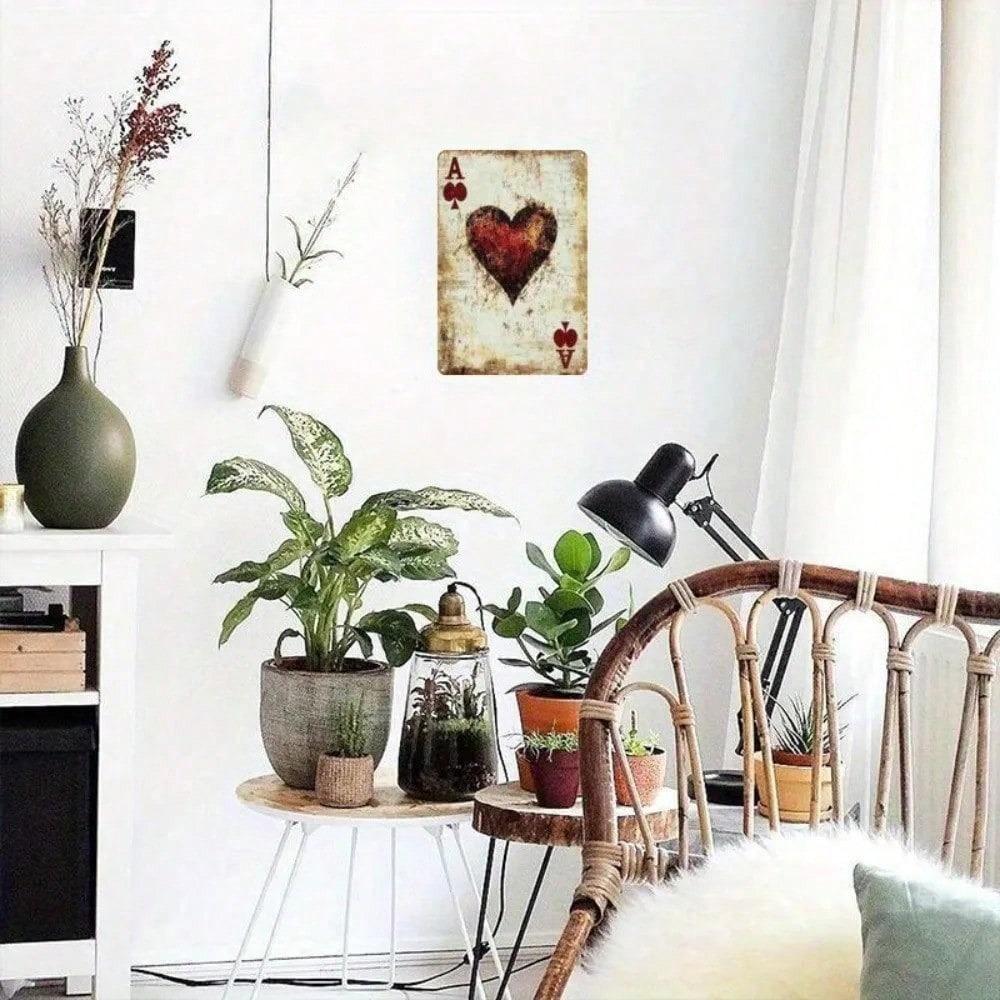 Vintage Metal Poster Heart Spade, Romantic Wall Art for Bedroom Gift
