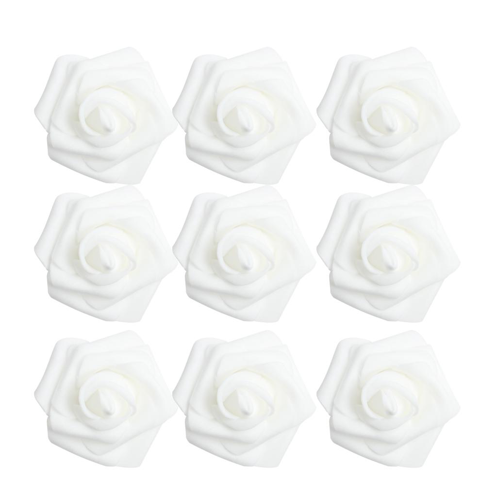 Buy 100pcs PE Foam Rose Flower Heads Artificial Rose Flowers 8cm White ...