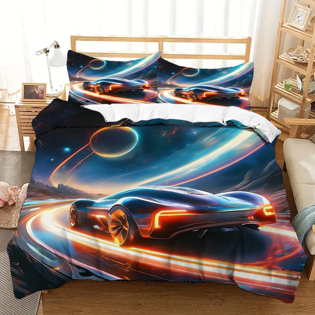 

Cool Colorful Sports Car 3D Cartoon Printed Quilt Cover Soft Comfortable Bedding Set Home Textiles Polyester 2/3Pcs Duvet Cover 173x218cm 2pcs
