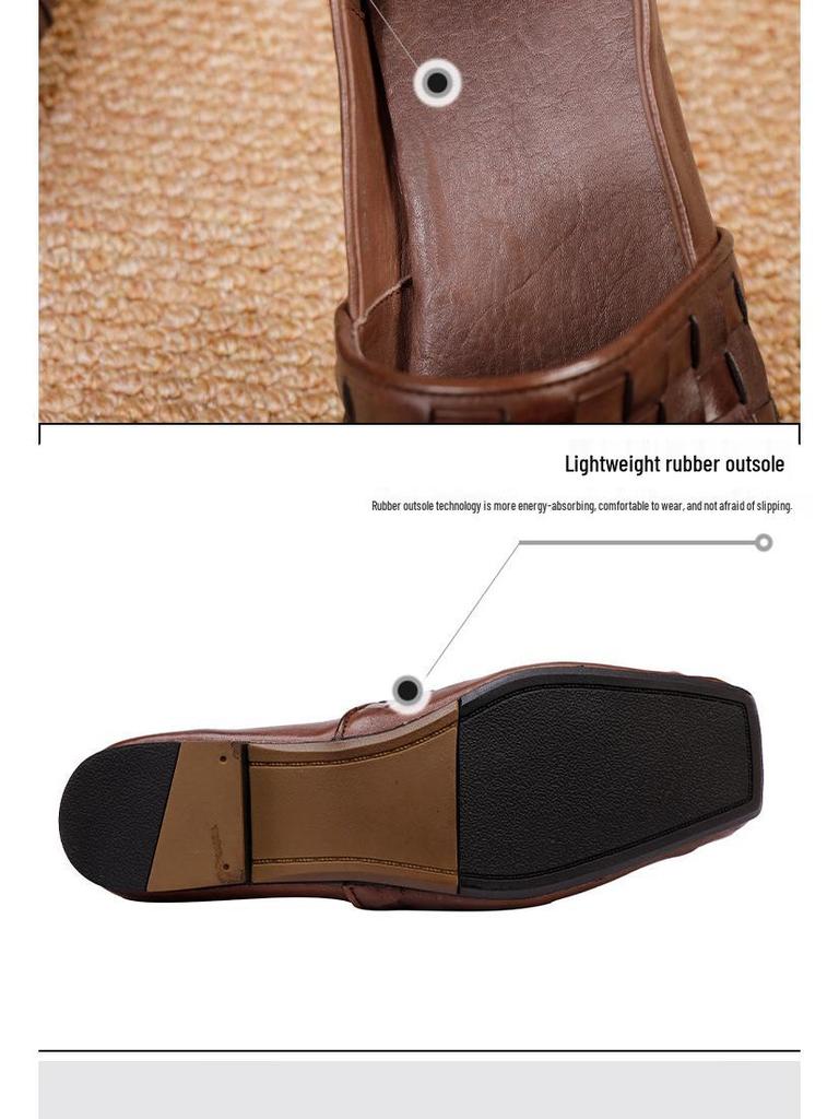 Dámské 2025 podzimní tkané kožené mokasíny - Ručně vyráběné hovězí baleríny pro všechna roční období