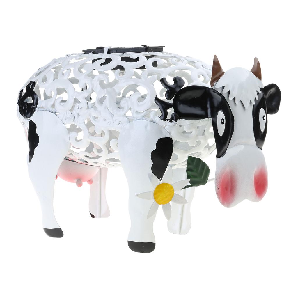 Cow Statue Solar Light LED Light Garden Statue Decorations Solar Ornaments Animal Light Waterproof Outdoor Yard