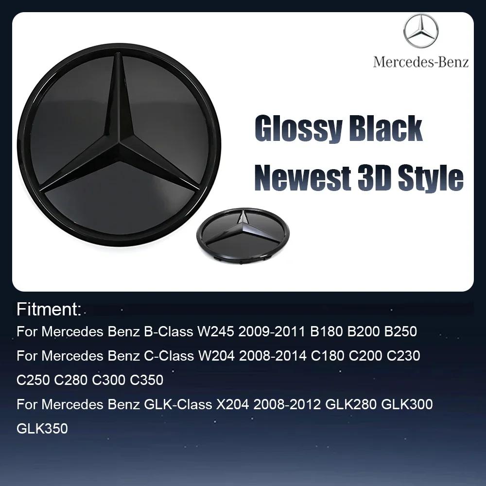 Car Sticker Chrome Silver And Glossy Black Front Grille Mirror Emblem 3D Style Star Badge Fit For Mercedes Benz W245 W204 X204 2