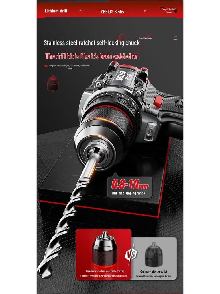 Brushless Electric Impact Drill & Multifunctional Handheld Screwdriver Set for Household Use