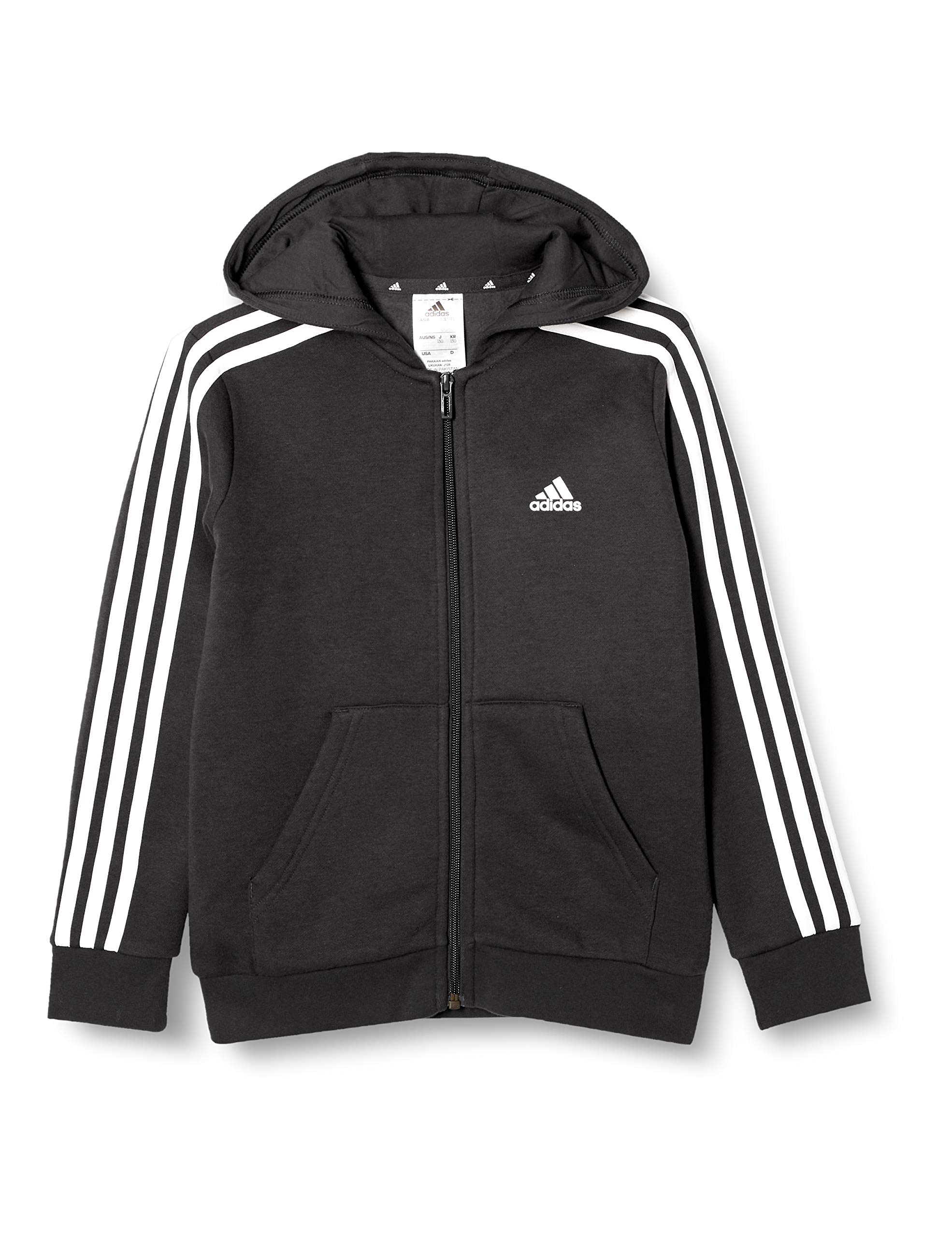 

Худи Adidas Essentials BG156 Детский размер 150 Японский 3 полоски Черный/Белый (GQ8900),